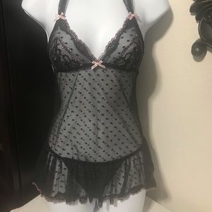 Victoria’s Secret Lace & Mesh Halter Teddy